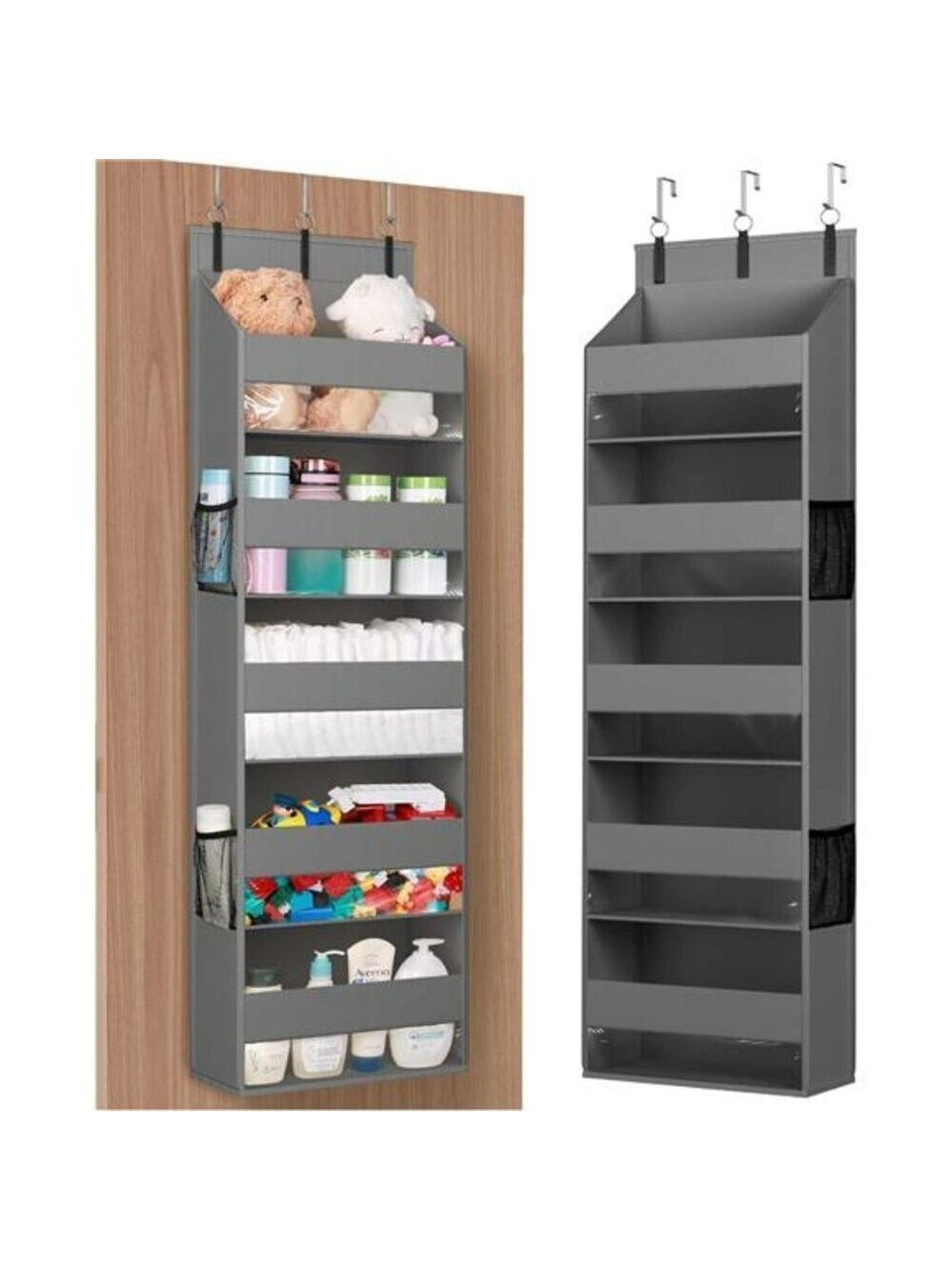 Over the door organizer hanging storage 5 shelf with mesh pockets for closet